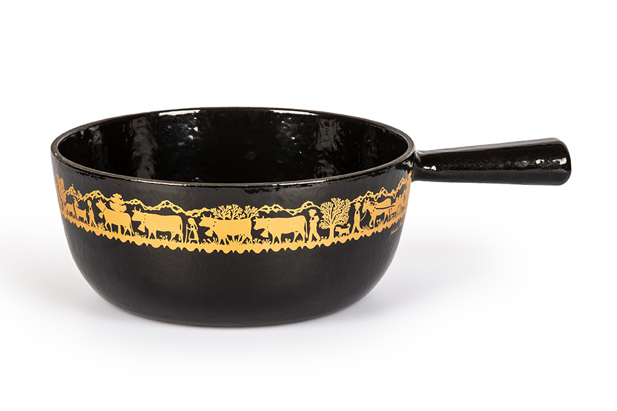 Cheese fondue pot Classic «Ascent to Mountains», black