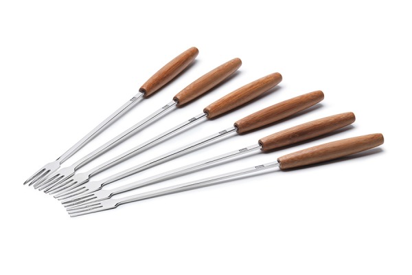 Cheese fondue forks with wooden handle, 6 pcs. 