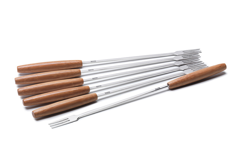Cheese fondue forks with wooden handle, 6 pcs.