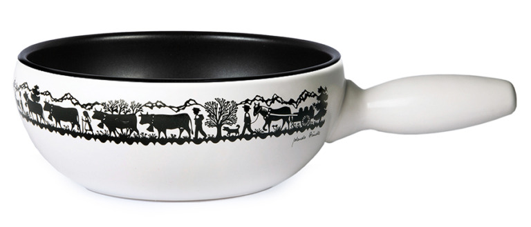 Cheese fondue Set Tradition «Ascent to the mountains» black & white