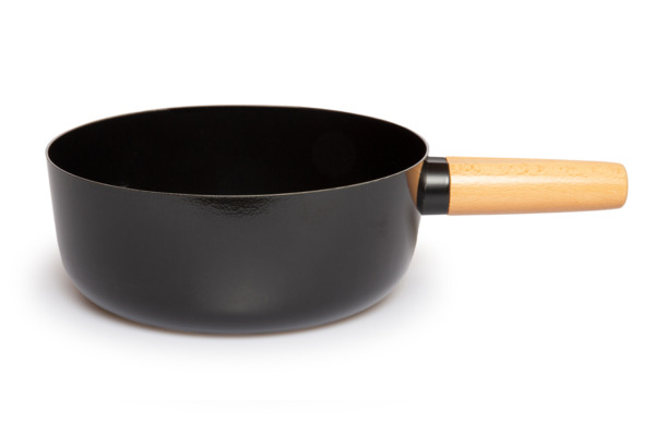 Cheese fondue pot Emotion with wooden handle, black shiny