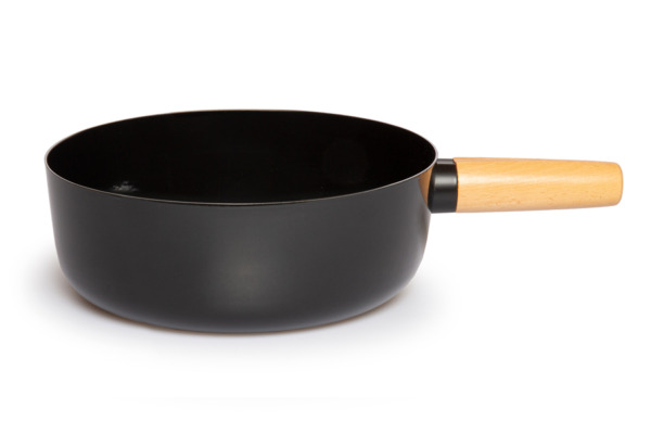Cheese fondue pot Emotion with wooden handle, black shiny